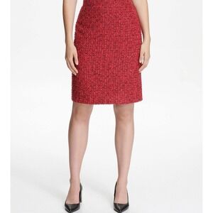 Donna Karan Women's‎ Metallic Tweed Pencil Skirt Fuchsia Pink Career 8  NWOT